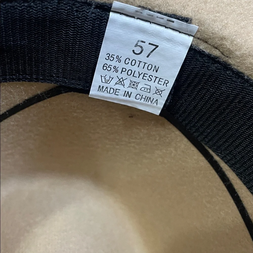 Tan Women's Felt Fedora Western Cowboy Hat White Belt Double Brown Feathers